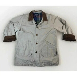VTG Land's End Mens Chore Coat XLT Barn Jacket Field Corduroy Collar Plaid Lined